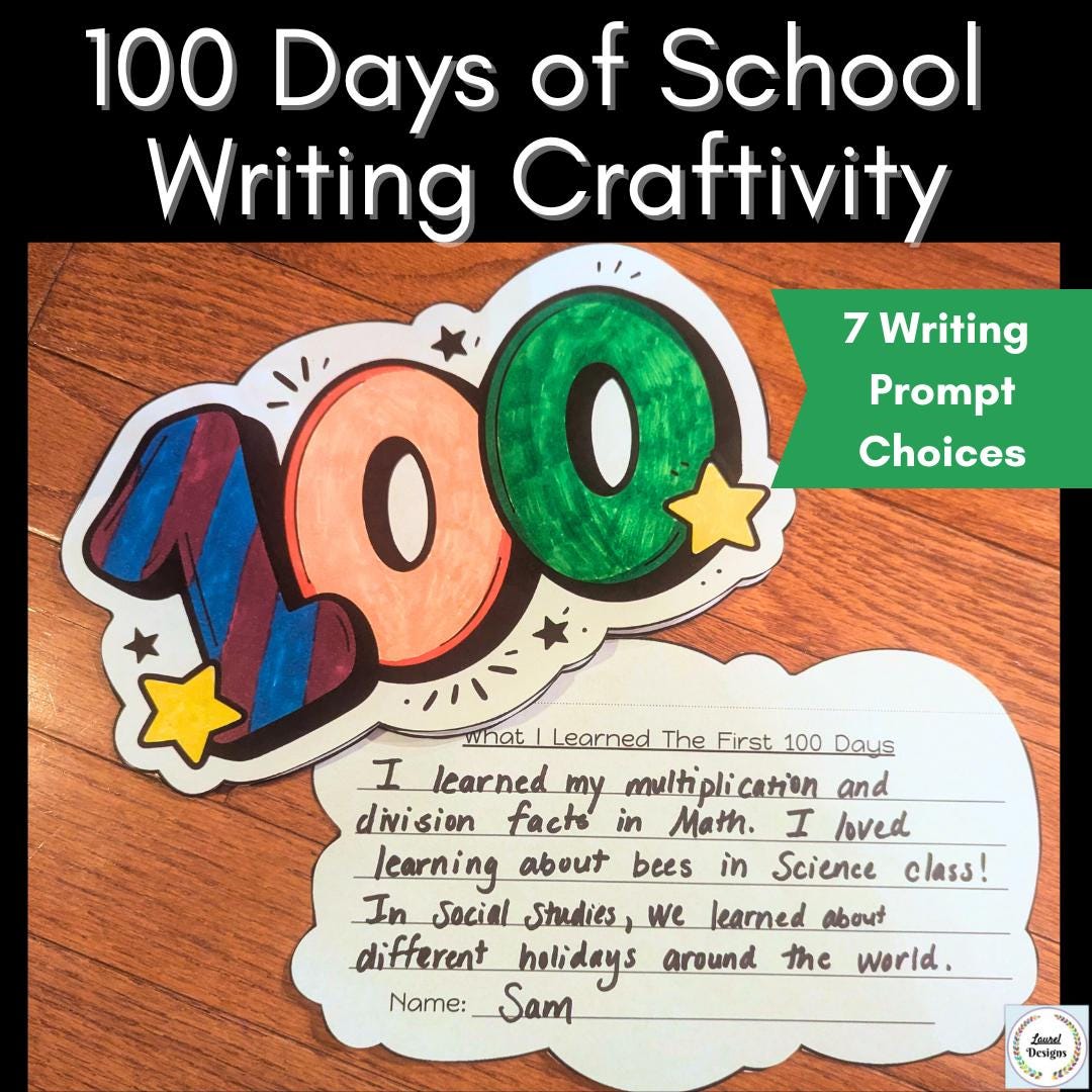 100th Day of School Writing Craftivity, 100 Days of School Craft ...