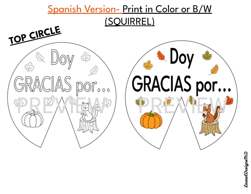 Thanksgiving Activity, Thankful Wheel, English and Spanish, I Am Thankful For, Doy Gracias Por