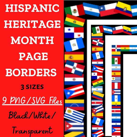 Spanish Flag Borders Hispanic Heritage Month Flag Borders Clip Art Digital  Download Zip File 9 PNG/9 SVG Files - Etsy
