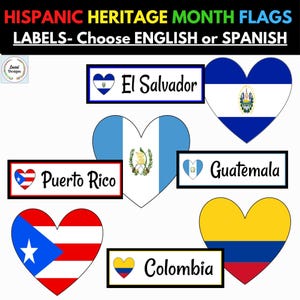 Hispanic Heritage Month Flag Hearts- Spanish Flag Hearts-Set of 23 (PDF and PNG Digital Clip Art) Digital Download image 2