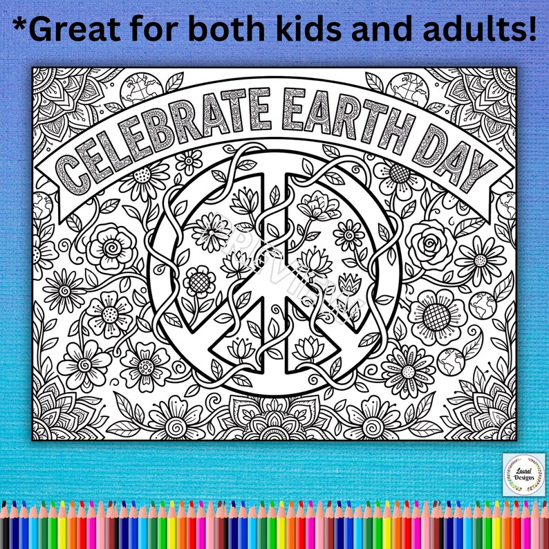 Earth Day Coloring Pages for Kids & Adults. Printable Spring Coloring ...
