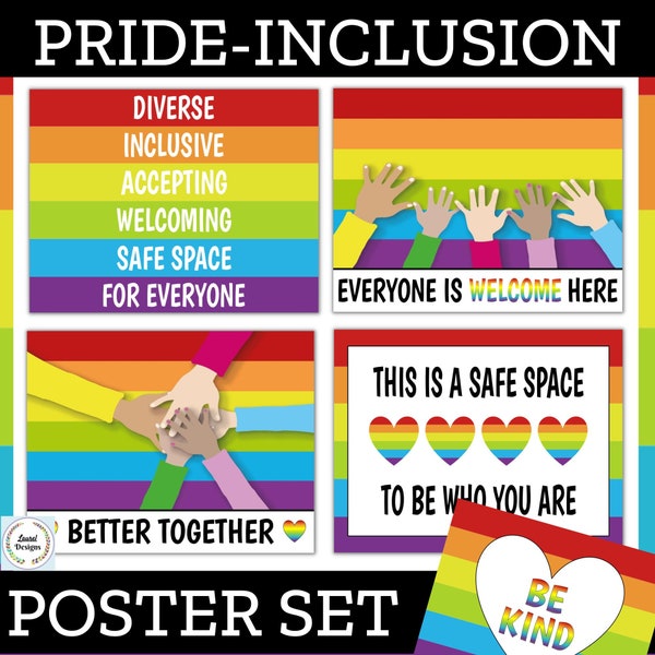 Pride Month Posters, LGBTQ Posters, Inclusion Posters, Diversity, Classroom Bulletin Board, June is Pride Month PDF DOWNLOAD