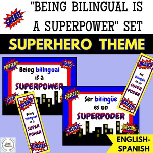 Être bilingue est une superpuissance Poster imprimable/signet (anglais et espagnol) Décoration multiculturelle pour école/salle de classe Téléchargement PDF