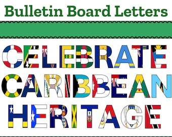 Caribbean American Heritage Month Bulletin Board Letters, Flag Letters, Carnival Display Sign, Printable, Instant Download