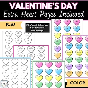 Valentine's Day Craft, Party Activity, Conversation Heart Affirmations ...