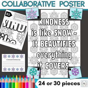 Kindness Collaborative Poster, Collaboration Poster, Winter Thema, Malprojekt, Malseiten, Kindness Thema, Pinnwand, Be Kind
