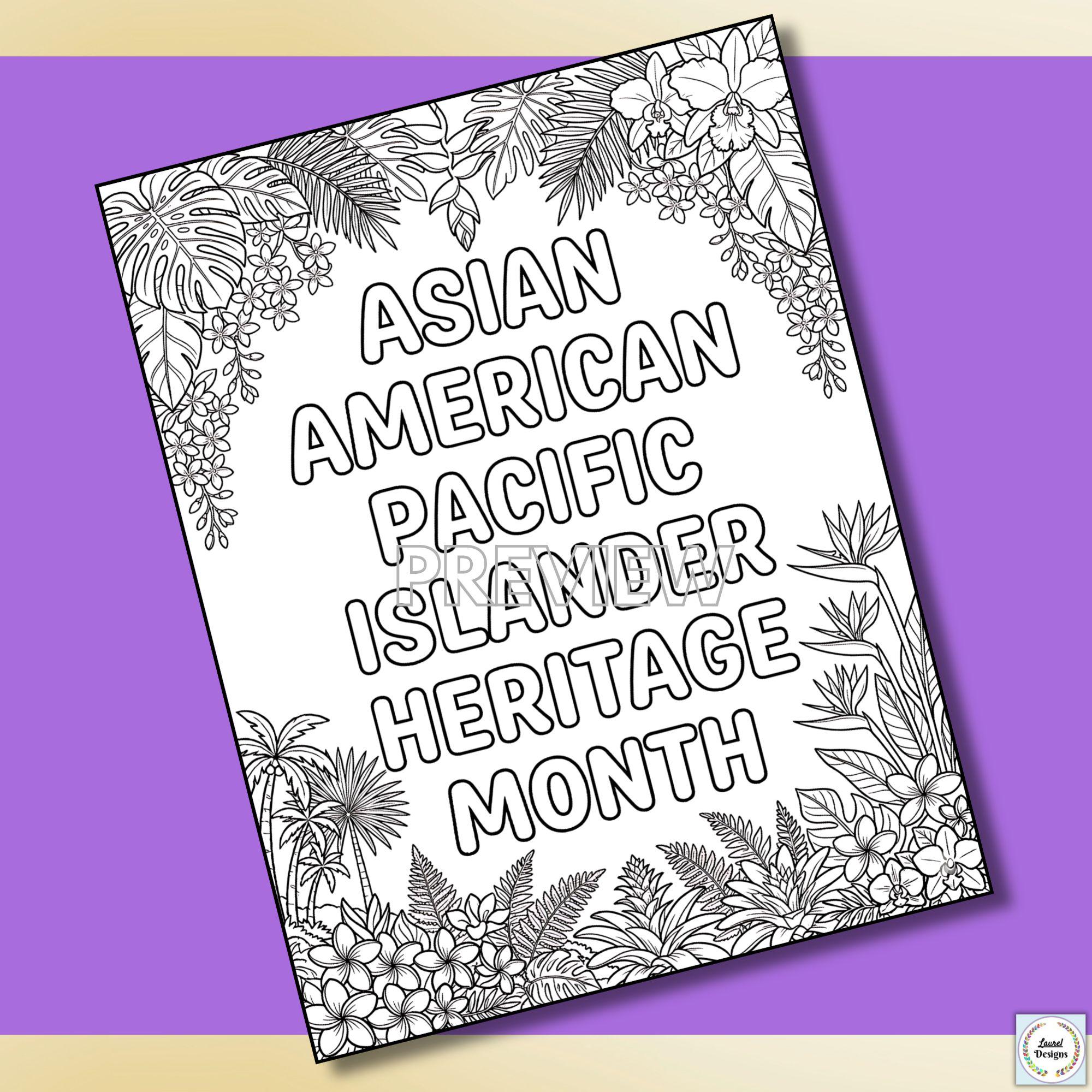 AAPI Heritage Month Coloring Pages. Asian American and Pacific Islander ...