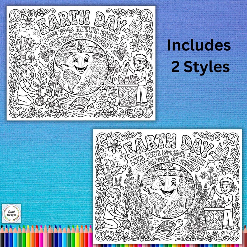 Earth Day Coloring Pages for Kids & Adults. Printable Spring Coloring ...