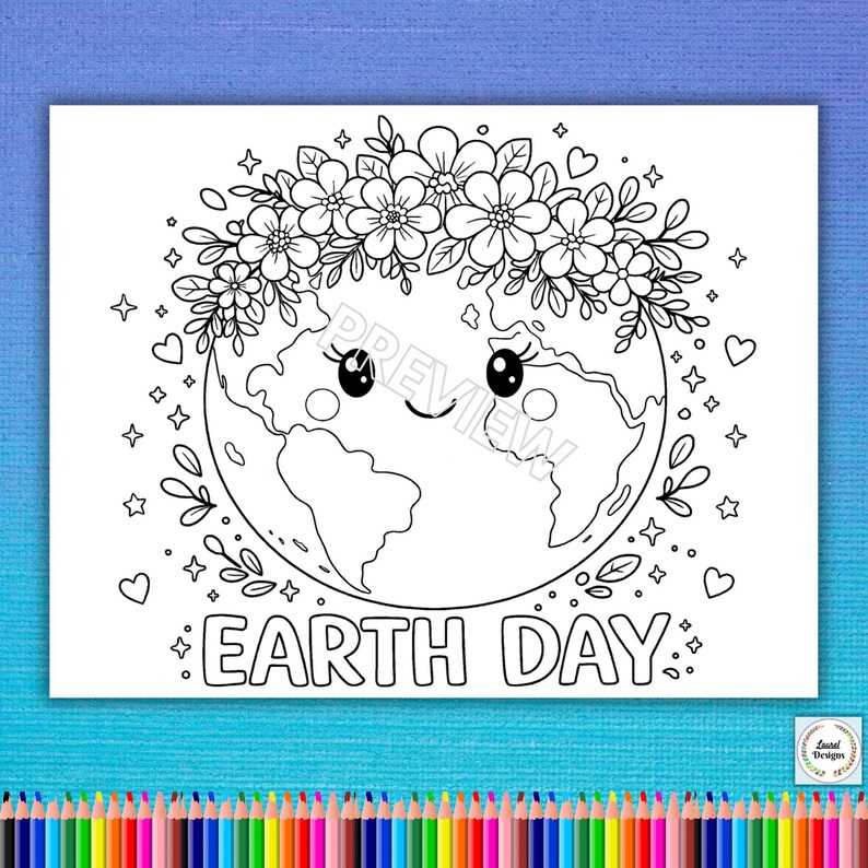 Earth Day Coloring Pages for Kids & Adults. Printable Spring Coloring ...