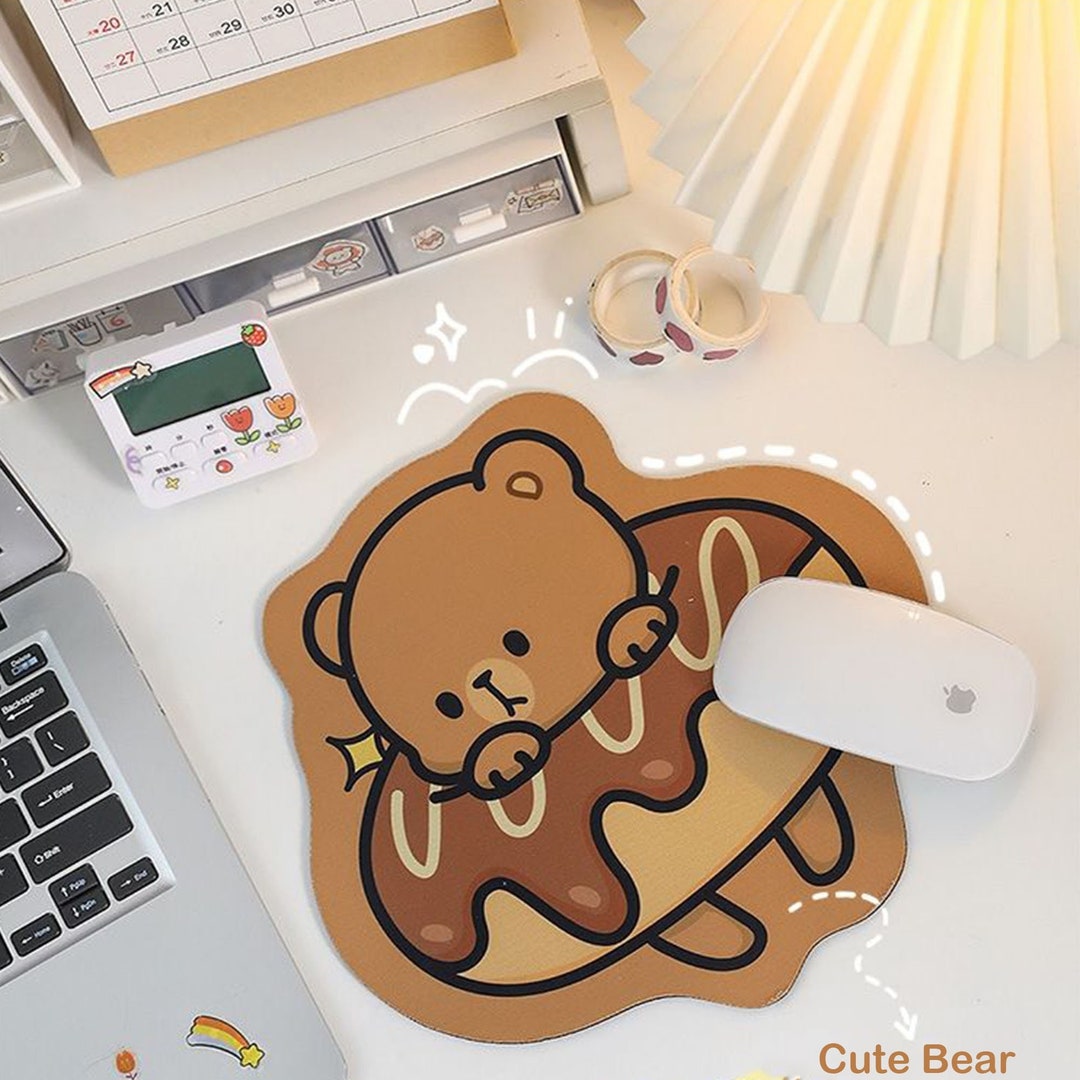Lovely Funny Brown Bear Mouse Pad, Ergonomic Mouse Pad Wrist Rest