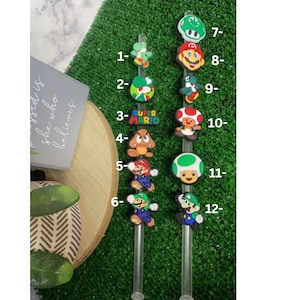 Mushroom Kingdom Straw Toppers  Mario birthday party, Mario party, Video  game crafts