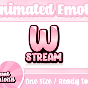 W Stream Pink Animiertes Twitch Emote | Kommt mit statischem Emote | Text Emotes | Twitch Emotes | Discord Emotes | Animierte Emotes | Luftschlangen