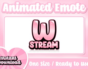 Pink W Stream Animated Twitch Emote (Digital Download)