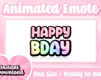 Happy Birthday Animated Twitch Emote | Comes with static emote | Text Emotes | Twitch Emotes | Discord Emotes | Animated Emotes | Streamer