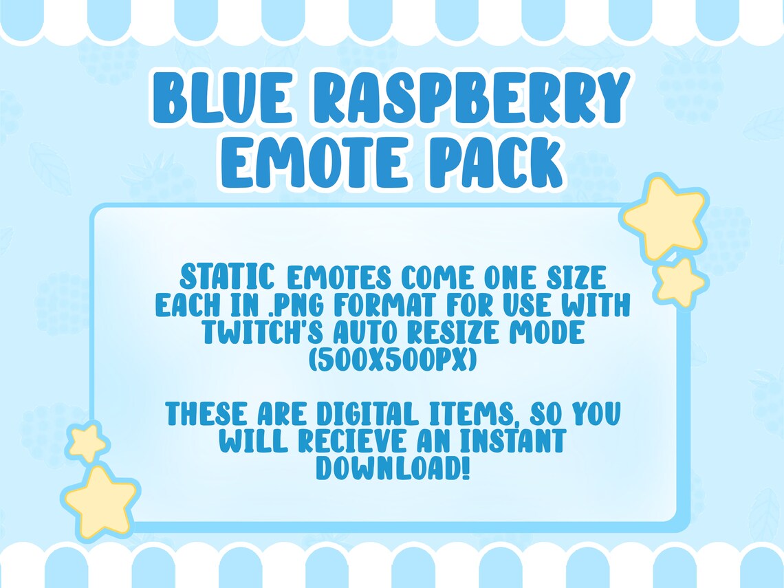 Twitch Emote Pack of 5 Blue Raspberry Twitch Streamers Affiliate Emotes ...