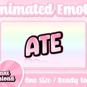 Pink Ate Animated Twitch Emote: Text Emote (Digital Download)