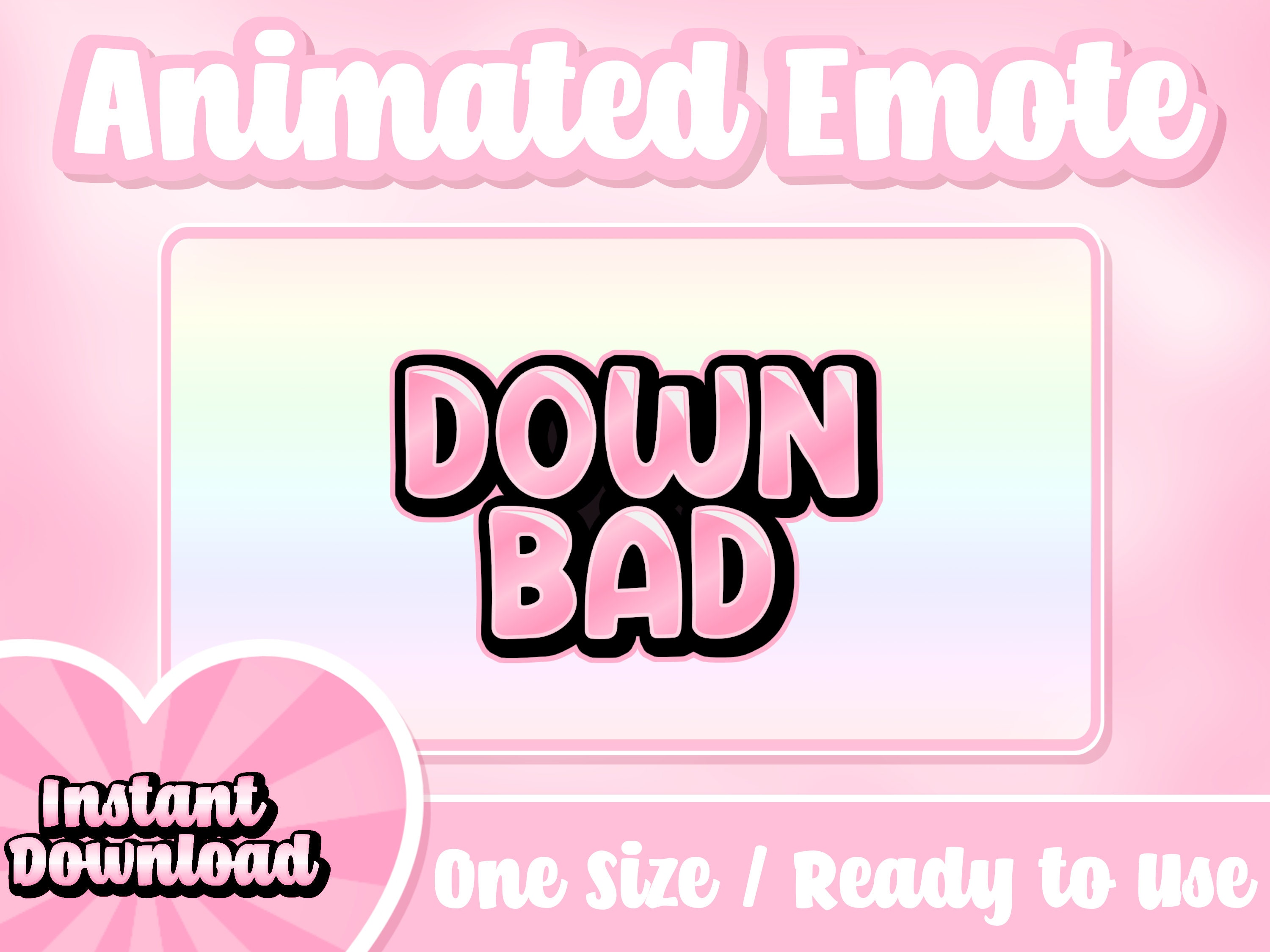 Pink Down Bad Animated Twitch Emote Comes With Static Emote Text Emotes