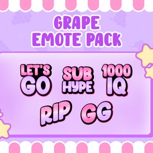 Twitch Emote 5er Pack | Trauben | Twitch Streamer | Affiliate Emotes | Discord Emotes | Süße Emotes | Kawaii | Rosa Emotes | Twitch Emotes