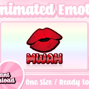 Red Kiss Mwah Animated Twitch Emote | Comes with static emote | Text Emotes | Twitch Emotes | Discord Emotes | Animated Emotes