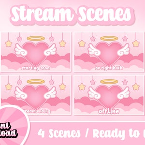 Engel Herz Animierte Bachszenen | Twitch Overlays | Bald verfügbar | BRB | Stromende | Offline-Bildschirm | Rosa Twitch Overlay