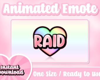 Raid Rainbow Heart Animated Twitch Emote | Comes with static emote | Text Emotes | Twitch Emotes | Discord Emotes | Animated Emotes