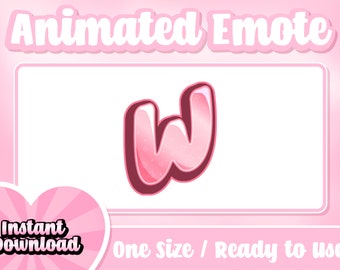 Pink W Animated Kick Emote for Streaming (Digital Download)