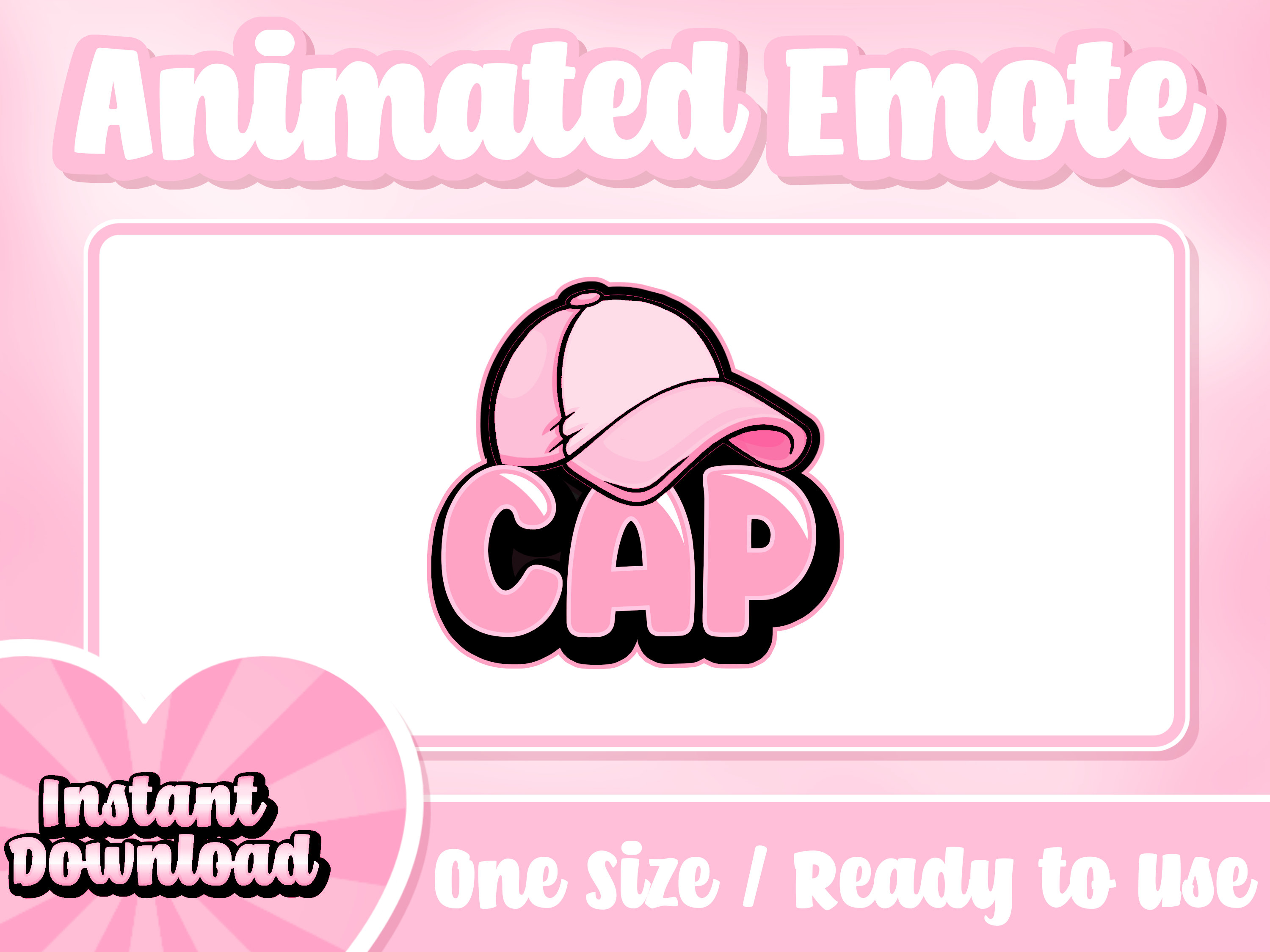 Pink Cap Animated Twitch Emote | Comes with static emote | Text Emotes | Twitch Emotes | Discord Emotes | Animated Emotes | Streamer