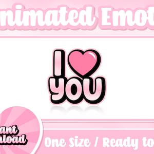 Animowana emotka I Heart You Twitch | Zawiera statyczną emotkę | Emotki tekstowe | Emotki Twitch | Emotki Discord | Animowane emotikony | Streamer