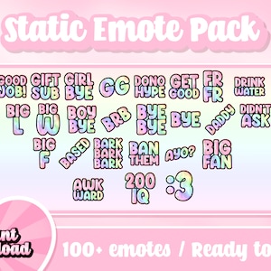 100+ Pink Rainbow Static Emote Pack | Text Emotes | Twitch Emotes | Discord Emotes | Kick Emotes | Static Emotes