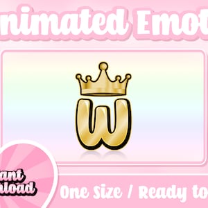 Gold W Crown Animated Kick Emote | Comes with static emote | Text Emotes | Kick Emotes | Discord Emotes | Animated Emotes | Streamer