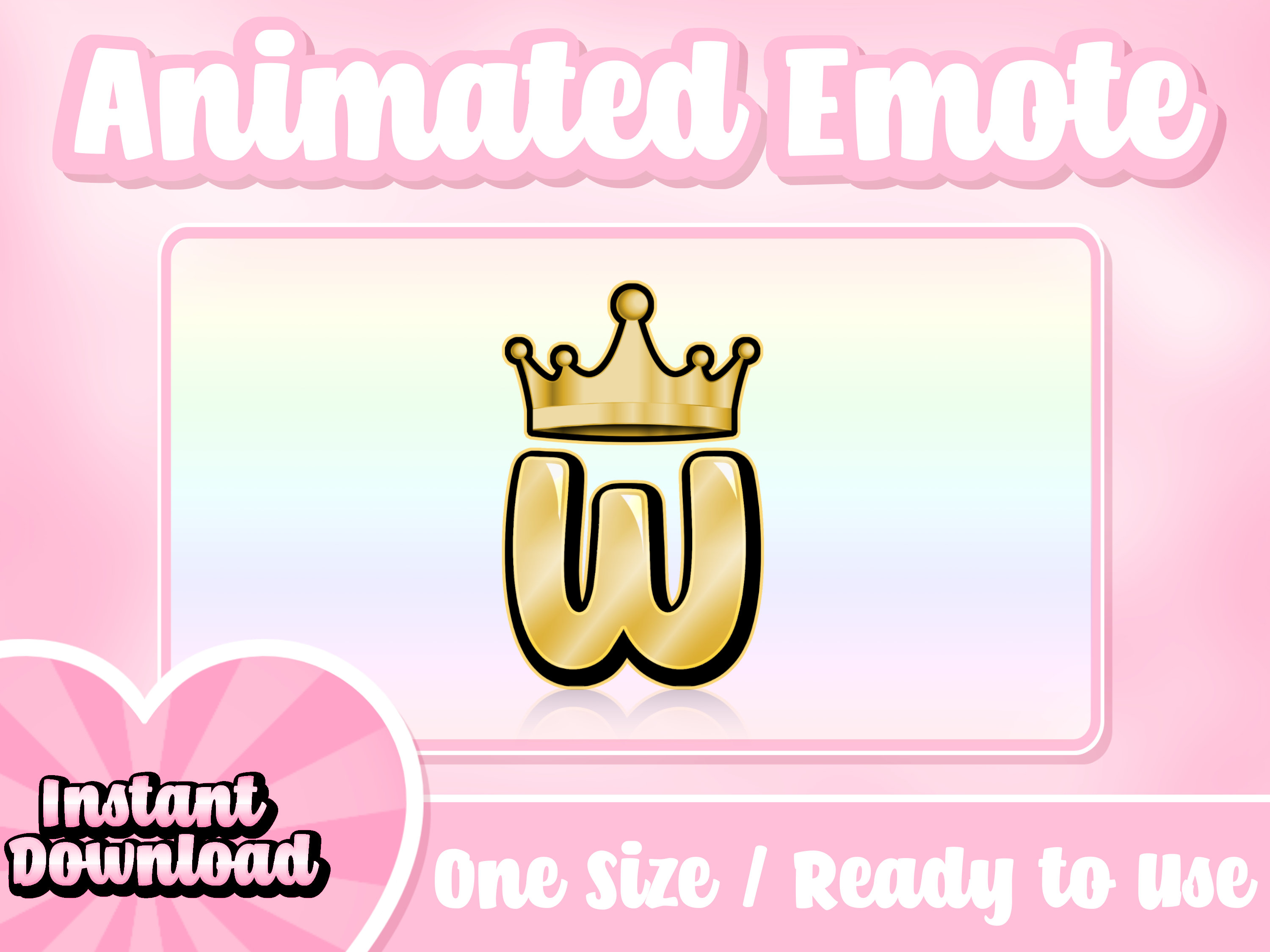 Animated Gold W Crown Kick Emote for Streamer (Digital Download)