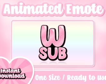 Rosa W Sub Animerad Twitch-emote: Streamer-emotes (digital nedladdning)