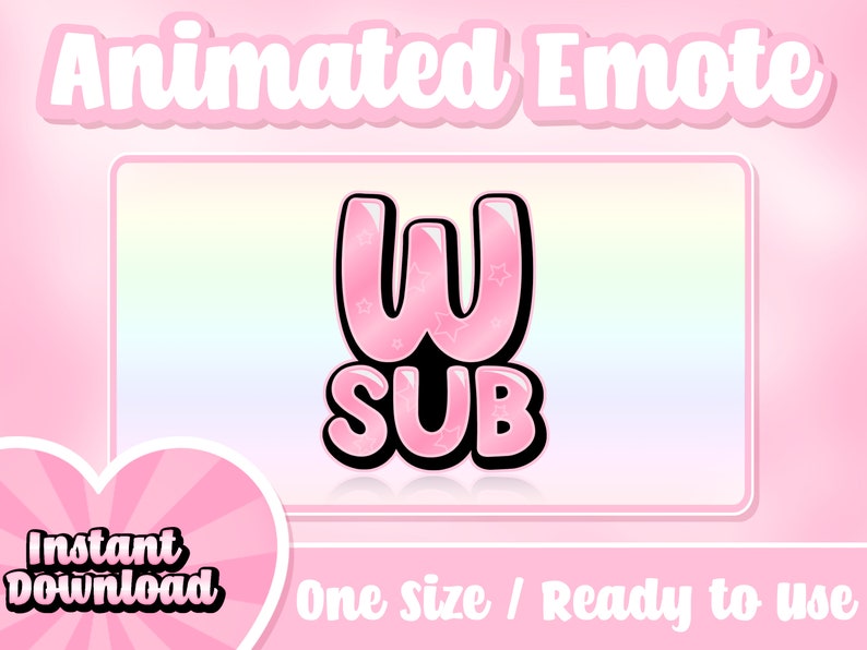 Pink W Sub Animated Twitch Emote: Streamer Emotes (digital Download) - Etsy