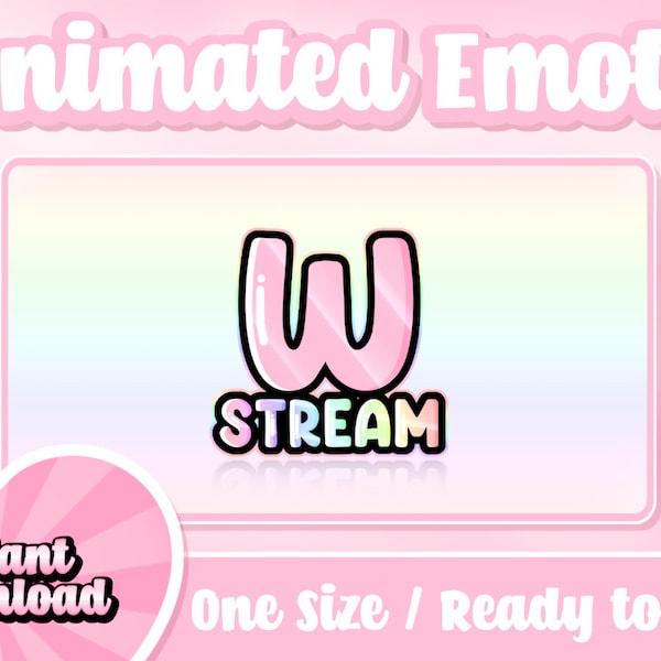 W Stream Rainbow Animated + Static Twitch Emote | Text Emotes | Twitch Emotes | Discord Emotes | Kick Emotes | Animated Emotes