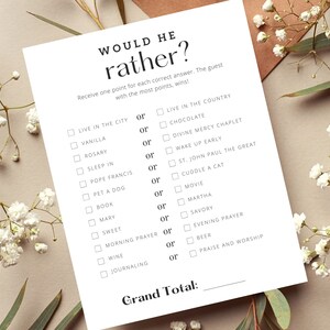 Would He Rather Catholic Wedding Shower Game