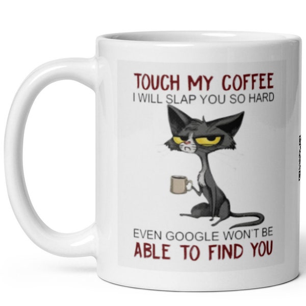 Targa In Metallo Vintage Con Gatto Nero Touch My Coffee I Will Slap You