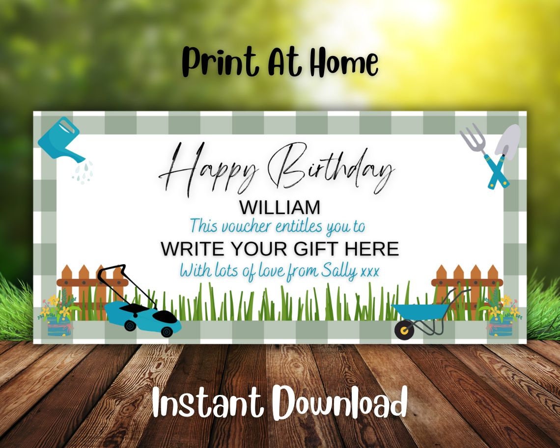 Editable Gardening Gift Voucher Template, Dad Birthday Gift Voucher ...