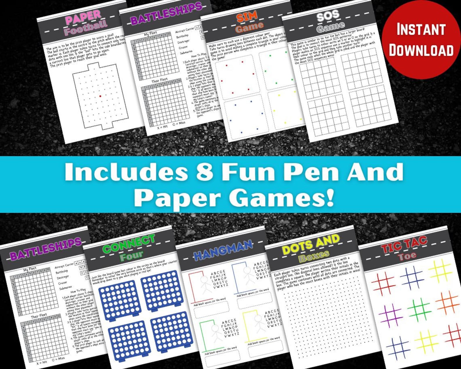 Road Trip Games Printable Car Trip Pen &amp; Paper Games for Kids Car Journey Games Road Trip ...