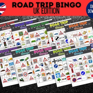 Road Trip Bingo para impressão Viagem de carro Caça ao tesouro para crianças Jogos de viagem de carro Atividades de viagem para crianças Jogos de viagem de verão para imprimir