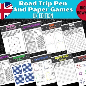 Road Trip Games Printable Car Trip Pen & Paper Games For Kids Car Journey Games Road Trip Activities For Kids Summer Travel Games Printable