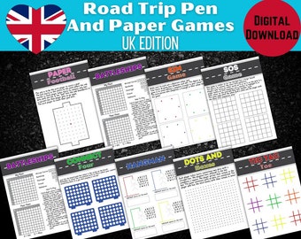 Road Trip Games Printable Car Trip Pen & Paper Games For Kids Car Journey Games Road Trip Activities For Kids Summer Travel Games Printable