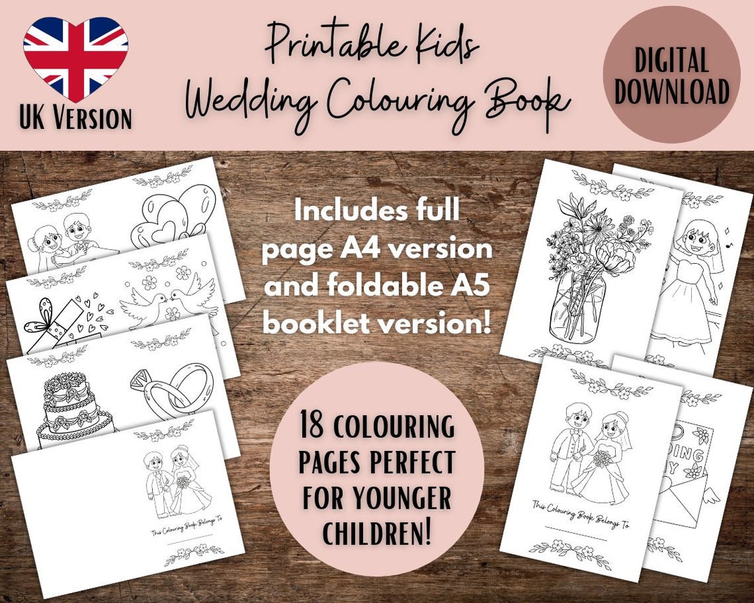 Kids Printable Wedding Colouring Book, Kids Wedding Activity Booklet ...
