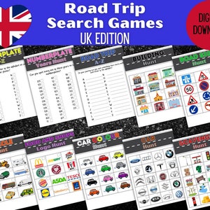 Jogos de viagem de carro para imprimir Caça ao tesouro de viagem de carro para crianças Jogos de viagem de carro Atividades de viagem de carro para crianças Jogos de viagem de verão para imprimir