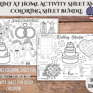 Kids Printable Wedding Activity Mat, Kids Wedding Placemat, Wedding Download Coloring Page, Wedding Reception Activities, Kids Wedding Pack