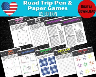Road Trip Games Printable Car Trip Pen & Paper Games For Kids Car Journey Games Road Trip Activities For Kids Summer Travel Games Printable