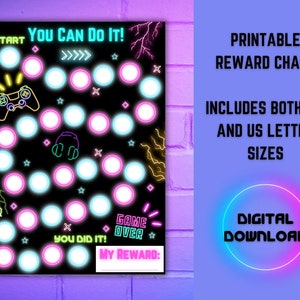 Gaming Reward Chart Printable Kids Good Behaviour Sticker Chart Gamer Chore Chart Positive Reward Sticker Chart For Children Digital PDF