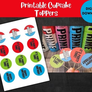Hydration Drink Printable Cupcake Toppers, Kids Birthday Party Cake ...