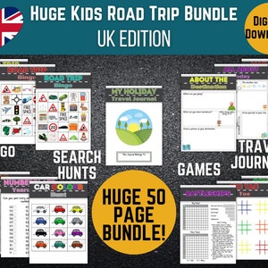 Kids Road Trip Bundle Printable Kids Travel Bingo Journal Summer Holiday Printable Travel Diary Family Trip Print At Home Kids Holiday Games