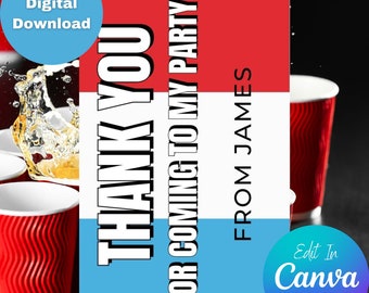 Hydration Drink Editable Party Thank You Tag, Kids Digital Party Bag Tags,  Birthday Party Printable Tag, Canva Template Download
