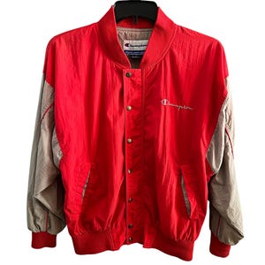 90s Vintage Champion Windbreaker Jacket Red Baseball